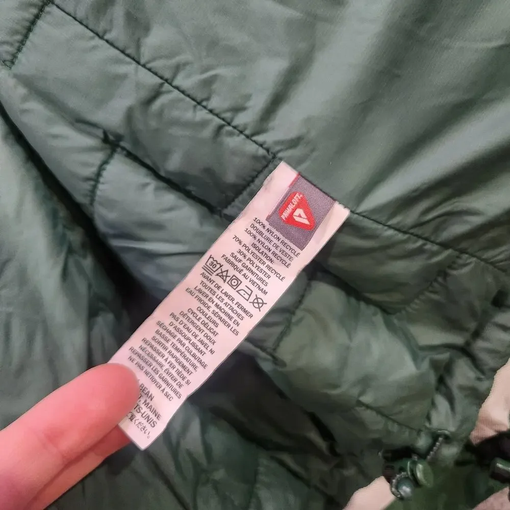 LL Bean Jacket Mens‎ Large Green TEK 2 Waterproof Hooded PrimaLoft Outdoor Coat